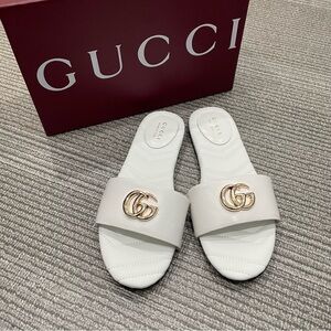 Gucci Double G Leather Slide Sandals